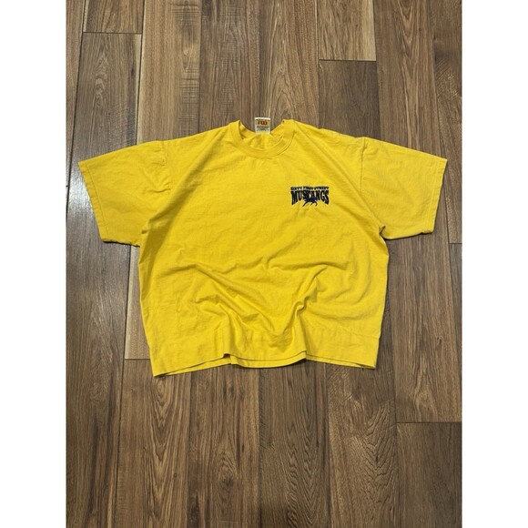 Vintage Wilson Shirt Adult XL Yellow Mustangs Short Sleeve 90s Crew Neck (READ!) - Picture 1 of 6